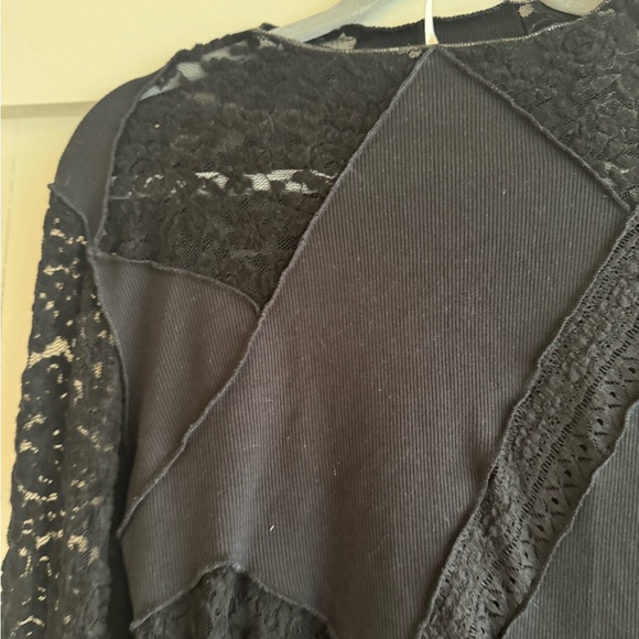 Free People Black Lace Long Sleeve Top - Picture 7 of 9